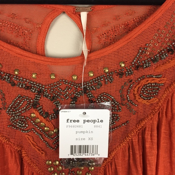 Free People Yummy Slub Beaded Embroidered Blouse - Picture 2 of 6